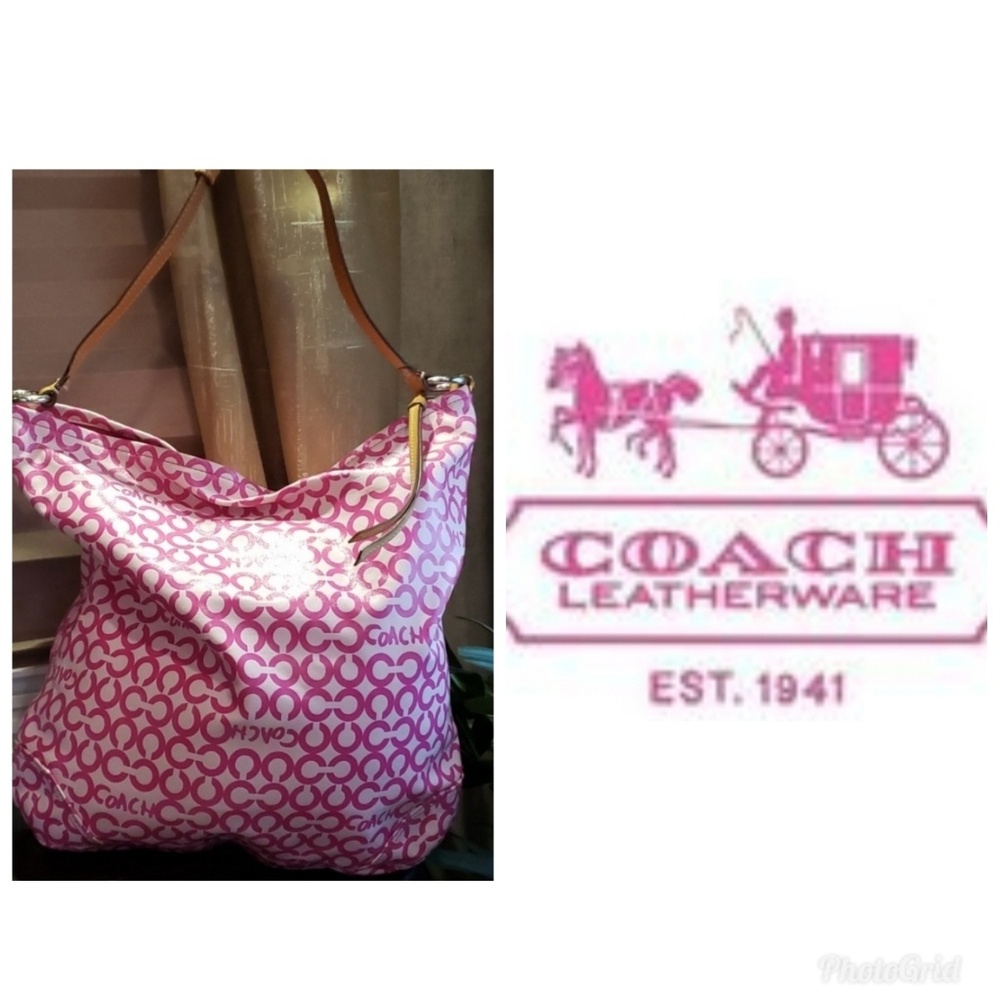 💕Coach Pink Signature Logo Coach Purse Tote